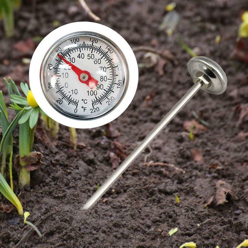 스템 토양 온도 다이얼 디스플레이, 섭씨 0100 도 범위, 127mm 스테인레스 스틸 토양 온도계, 정원 토양