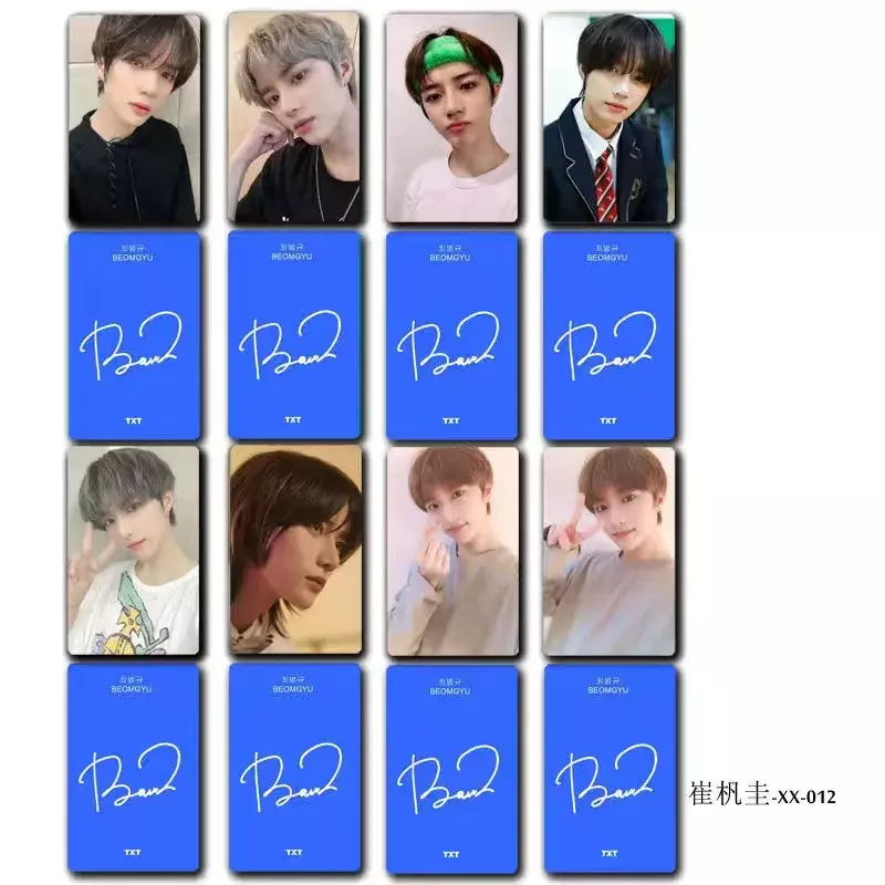 Póster de grupo coreano TXT BEOMGYU HD, imagen de foto de estilo de vida de Cui Fangui, tarjeta pequeña redondeada impresa de doble cara, sin repetición, 8 piezas por juego