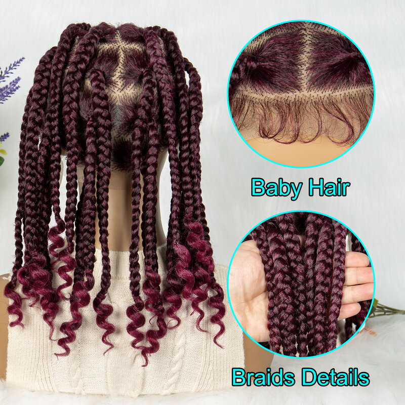 KIMA-Perucas trançadas sintéticas para mulheres africanas, peruca cheia de renda, caixa quadrada, peruca trançada com cabelo de bebê, 14 in