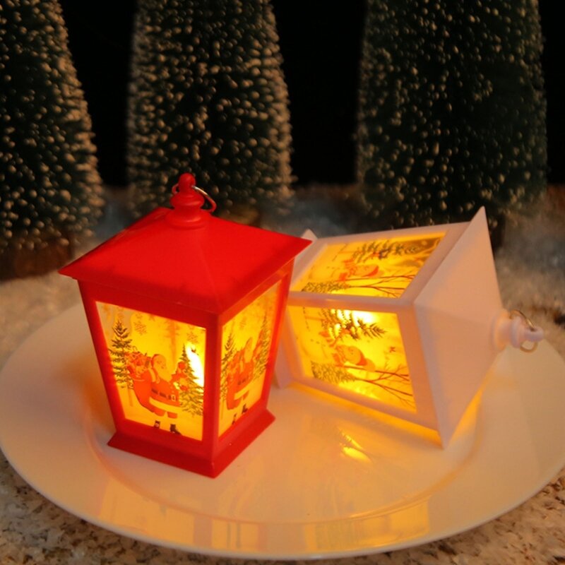 Lámpara de viento de casa de Navidad Luces LED portátiles de linterna de viento con forma de casa única