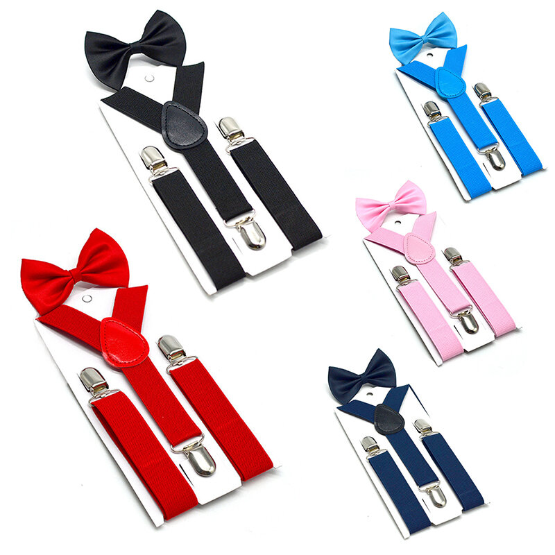 Soild Set sabuk ikat pita anak-anak, kawat gigi suspender jepit ikat belakang elastis dapat disesuaikan untuk anak laki-laki dan perempuan