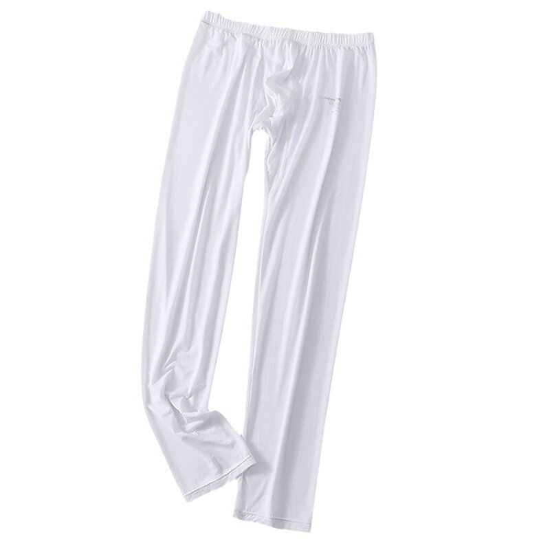 Men's Comf Lingerie Ice Silk Long Johns Homewear Bottoms Solid Sleepwear Bottom Trousers U-convex Pouch Ultra-Thin Pants
