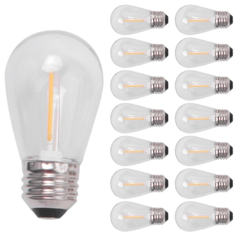 Lâmpadas LED de substituição ao ar livre inquebráveis, luz solar, branco quente, S14, 3V, 30 Pack