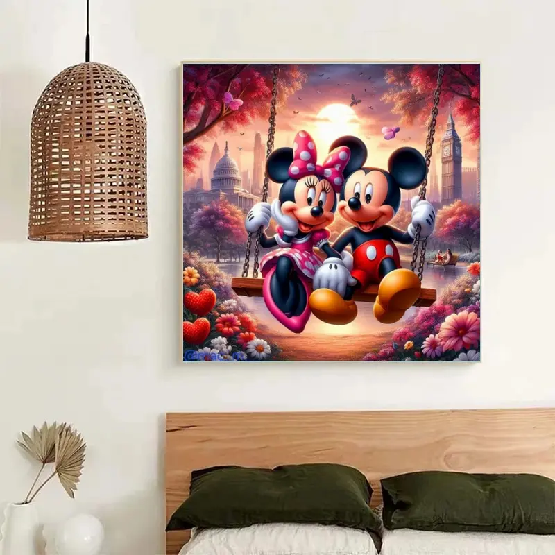 Pintura de diamantes de Mickey Mouse 5D DIY, bordado de dibujos animados de Disney, mosaico de taladro completo, punto de cruz, diamantes de imitación, decoración del hogar, regalo para niños