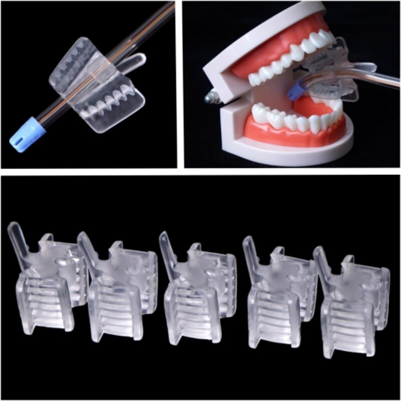 Blocco per morso in Silicone dentale da 5 pezzi con foro per espulsione della Saliva apri bocca cuscinetto occlusale divaricatore per guance strumenti per l'igiene orale