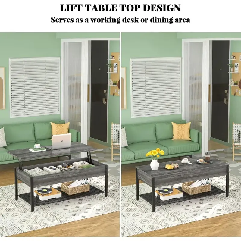 Modern Lift Top Table for Living Room Coffe Table 2 Set Wood Lift Tabletop Console Tables for Hallway Black Oak Salon Furniture