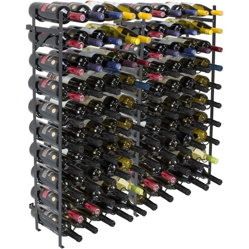 Rack Freestanding Floor -  Bottle Holder Holds 100 Bottles of - 100 Bottle Capacity  Storage for Any Bar,