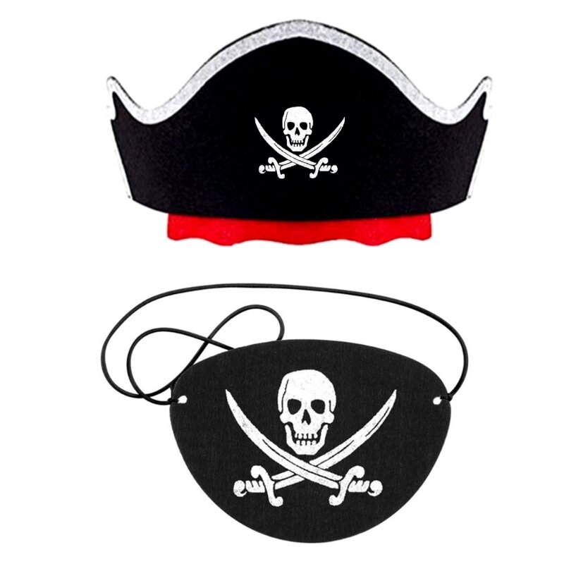 Halloween Headband Eye Patches Wearable Pirate Hat Hairband Cosplay Costume Headpiece for Women Child Festival Accessory