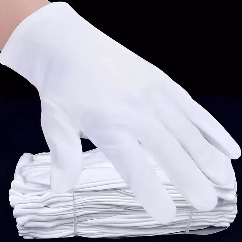 Guanti in cotone bianco etichetta da 20 pezzi guanti da lavoro ad alta elasticità Film guanti per gioielli SPA assorbimento del sudore strumenti per la pulizia della casa