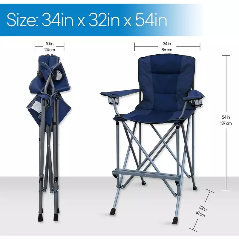 Sedia pieghevole sedia da regista altezza Bar per campeggio casa Patio sport portatile e pieghevole con poggiapiedi e borsa per il trasporto