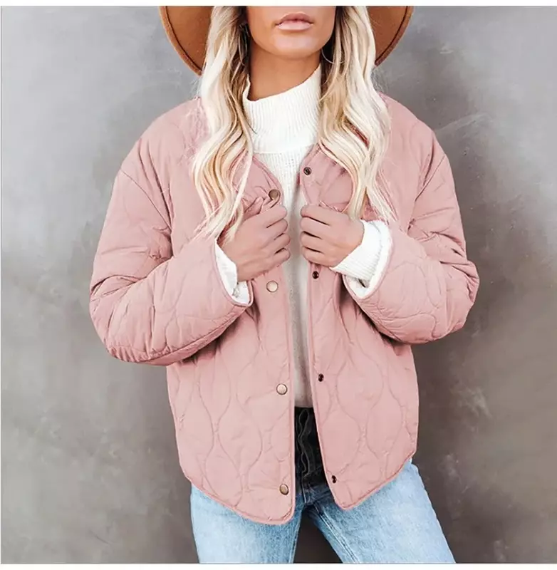 Long-sleeved Quilted Padded Jacket Casual Solid Color Short Parka Coat Coat Jacket Women's 2024 Winter Women's Fashion Jacket