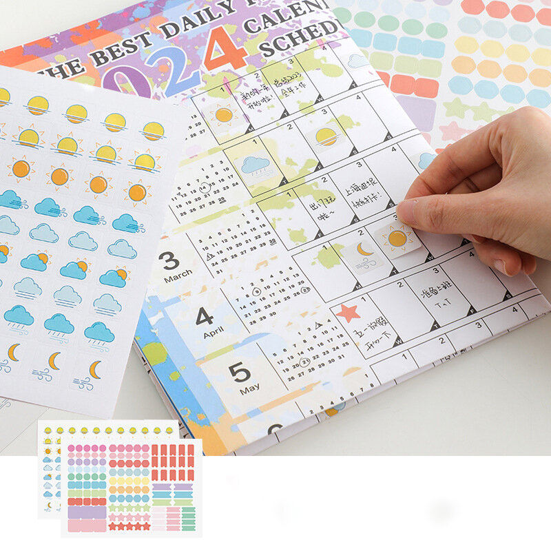 2024 calendario da appendere alla parete Kawaii annuale Planner foglio Memo Pad To Do List Agenda Schedule Organizer Check List Home Office