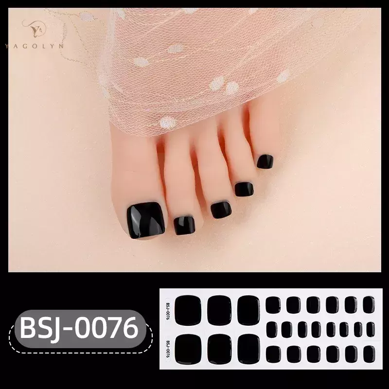 26Tips Toe UV Gel Nail Sticker Solid Color Toe Gel Nail Stickers Phototherapy Foot Wraps Nail Art Decorations Press On Nails