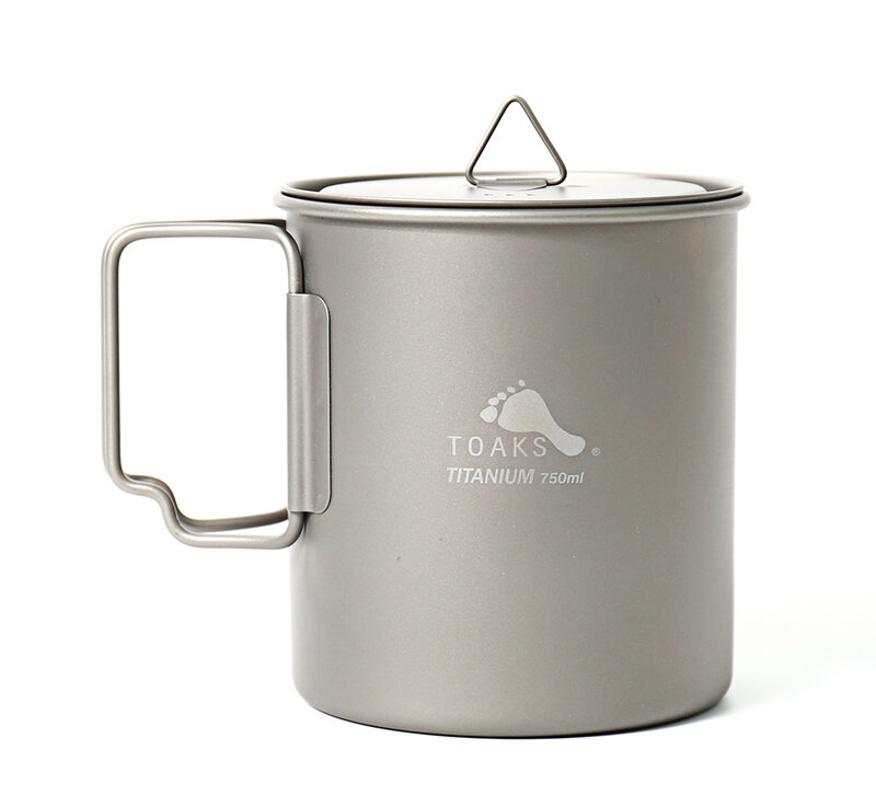TOAKS-Tasse en titane ultralégère avec couvercle et poignée pliable, pot POT-750, tasse d'extérieur, ustensiles de cuisine de camping, 750ml, 103g
