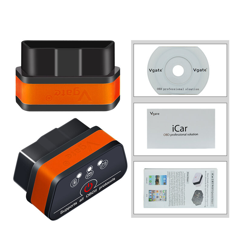 ICar2-Scanner de diagnostic automatique pour Android, PC, IOS, lecteur de code OBD2, Bluetooth, Wi-Fi, ELM 327, V2.1, ELM327