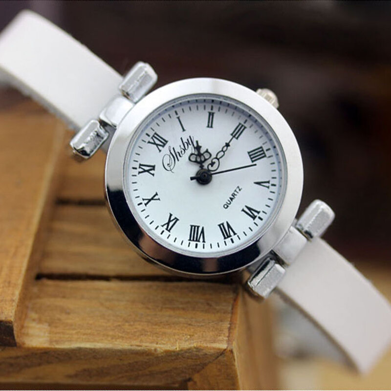 Shsby-Reloj de plata de cuero genuino para mujer, relojes de Vestir Vintage ROMA, nueva moda, superventas