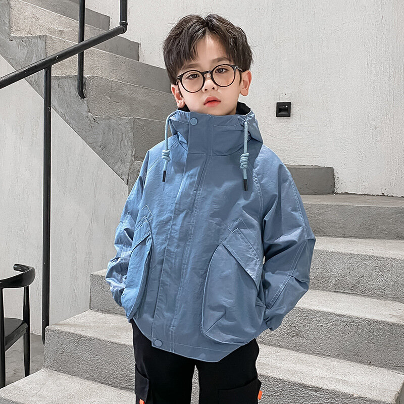 Boys Clothes Children Spring Solid Jacket For Teenage Casual Coat Child Tops 5-16Y Big Kids Active Jacket Baby Fashion Hooded
