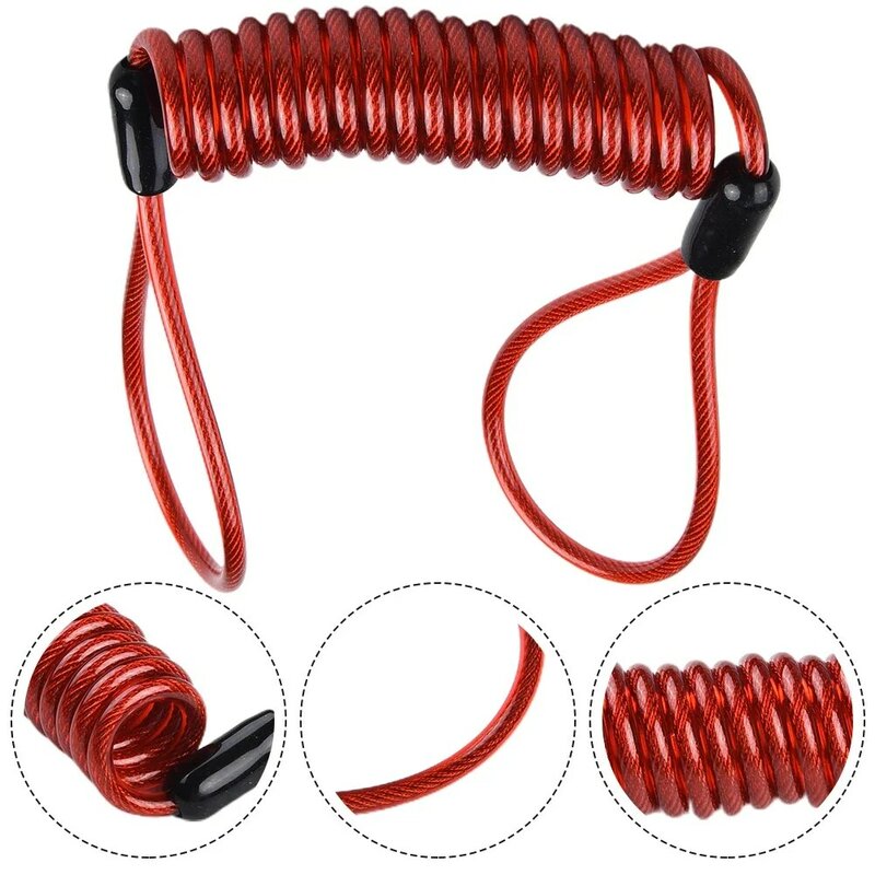 Useful Disc Lock Reminder Cable 120cm Length 1PC Coiled Cable Steel Coil And Plastic For Outboard Engine Motor