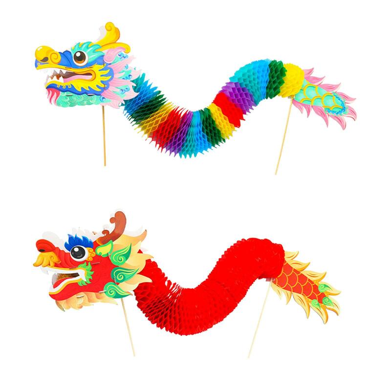 Set Naga kertas Cina DIY 3D mainan tradisional untuk Festival Perahu Naga pesta Festival Musim Semi Tahun Baru Cina taman kanak-kanak