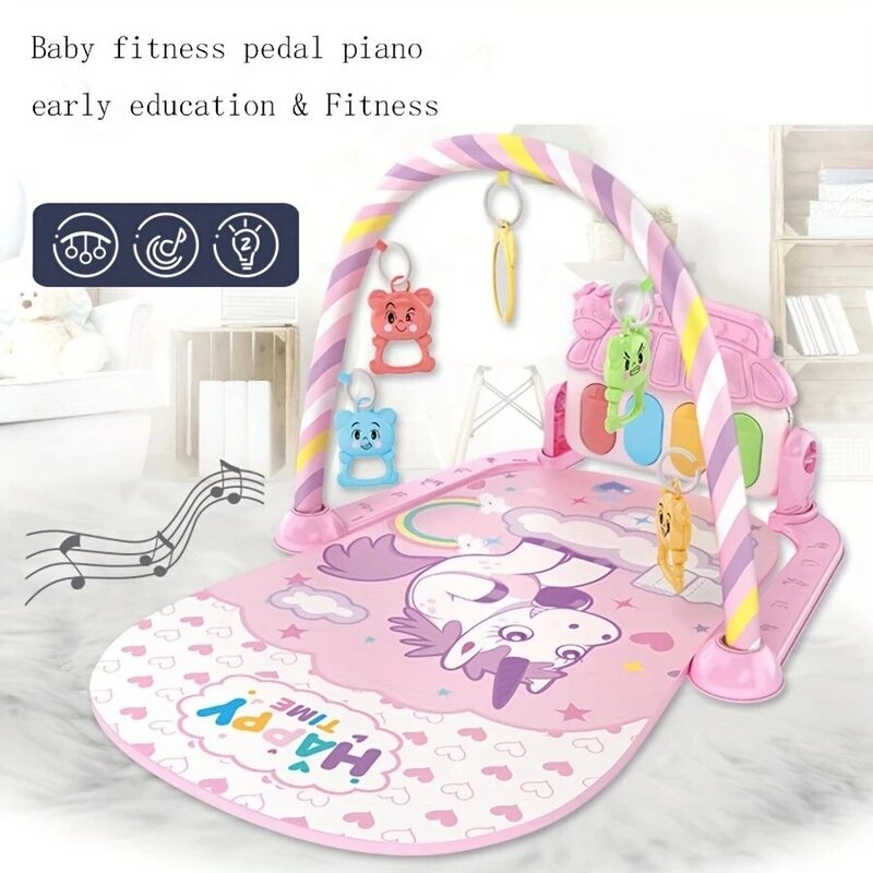 Mainan dudukan kebugaran bayi 0-1 tahun, Pedal musik Piano peralatan kebugaran memanjat tikar mainan