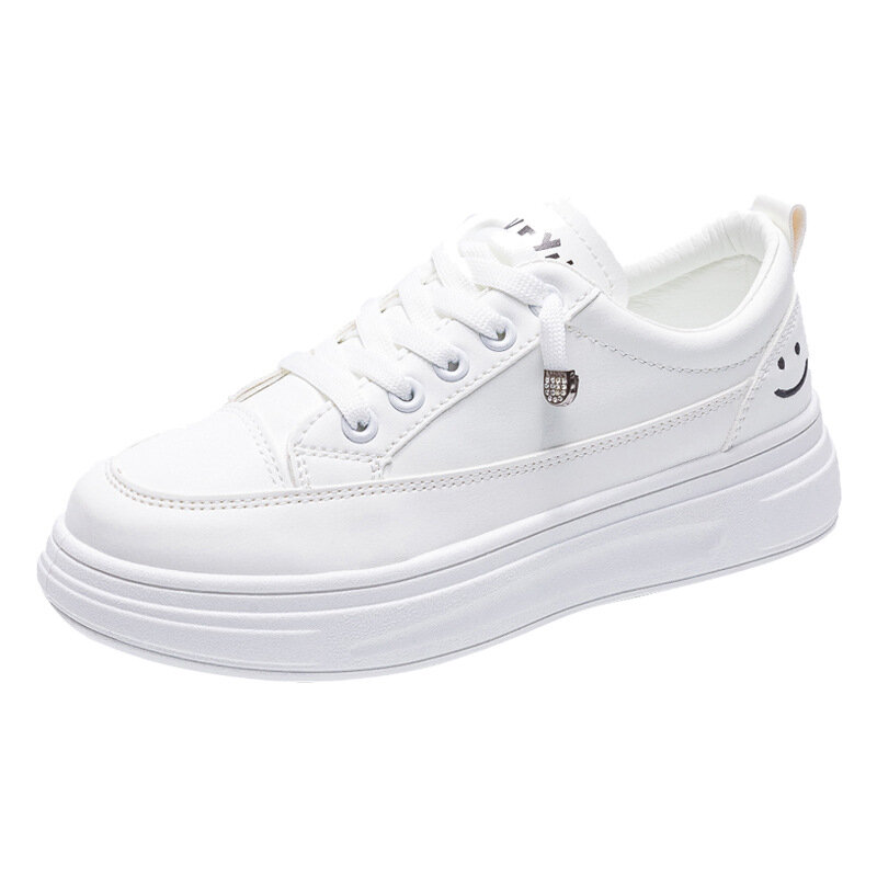 Comemore Fashion Casual Tennis Youth Girls Student Footwear Flat Spring Platform Sneakers Smiling Women White Thick Sole Shoes