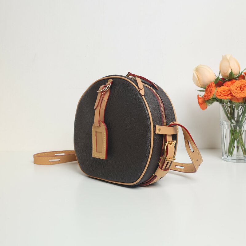 2024 new mini round bag women's hot fashion leather crossbody shoulder bag for women