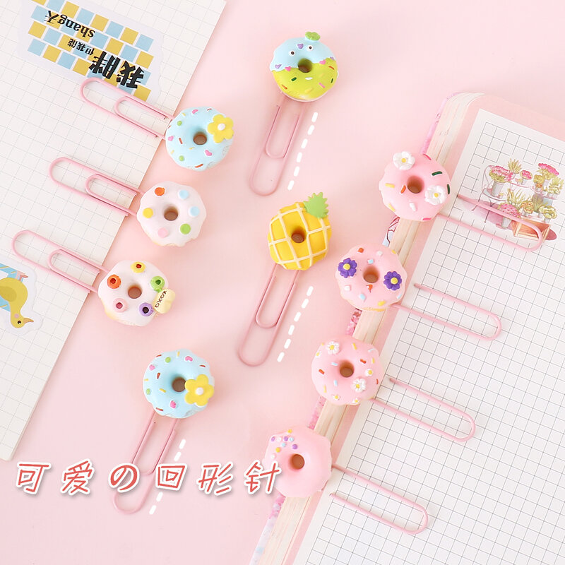 4pcs/lot donuts Paper Clips Creative Paperclips Bookmarks Planner Clips for Fun Office Supplies School Gifts