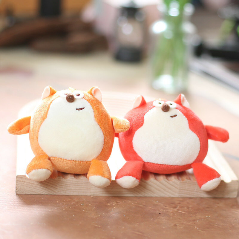 Cute Fox Plush Chaveiro para crianças, animal de desenho animado kawaii, brinquedo de pelúcia recheado, pingente para casal, quente, 13cm