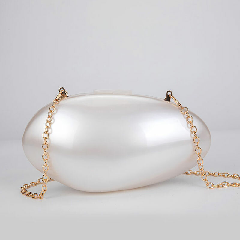 Bolso de noche de acrílico con perlas para mujer, Mini Cartera de lujo de diseñador, con cadena de concha, bandolera de hombro, bolso de mano para fiesta de boda