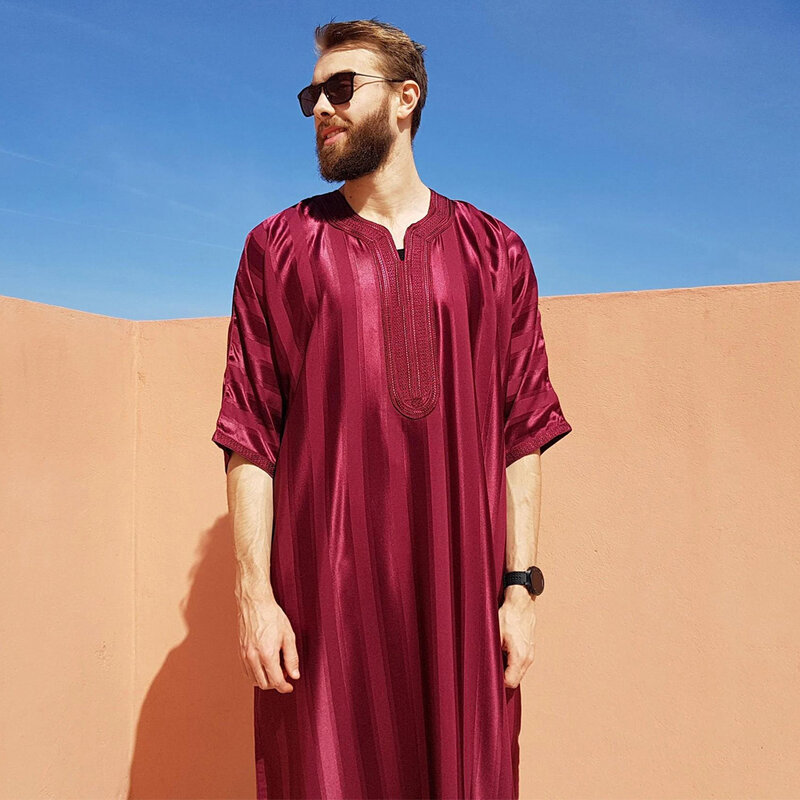 이슬람 남성 의류 아랍 자수 드레스 주바 토브 인도 남성 웨딩 신사 토브 카프탄 로파 의상