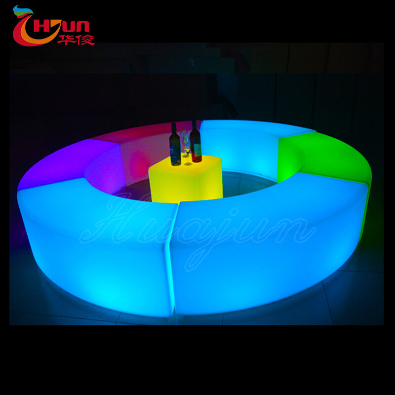 Prodotti di tendenza # sgabello popolare LED incandescente sedia Bar divano curvo sgabello vestito impermeabile mobili in plastica PE (6 parti sezionali)