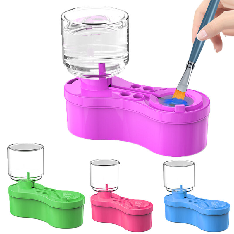 New Paint Brush Cleaner With Drain Button Automatic Water Circulation Paint Brush Cleaning Machine Cleaning Bucket Art Tools
