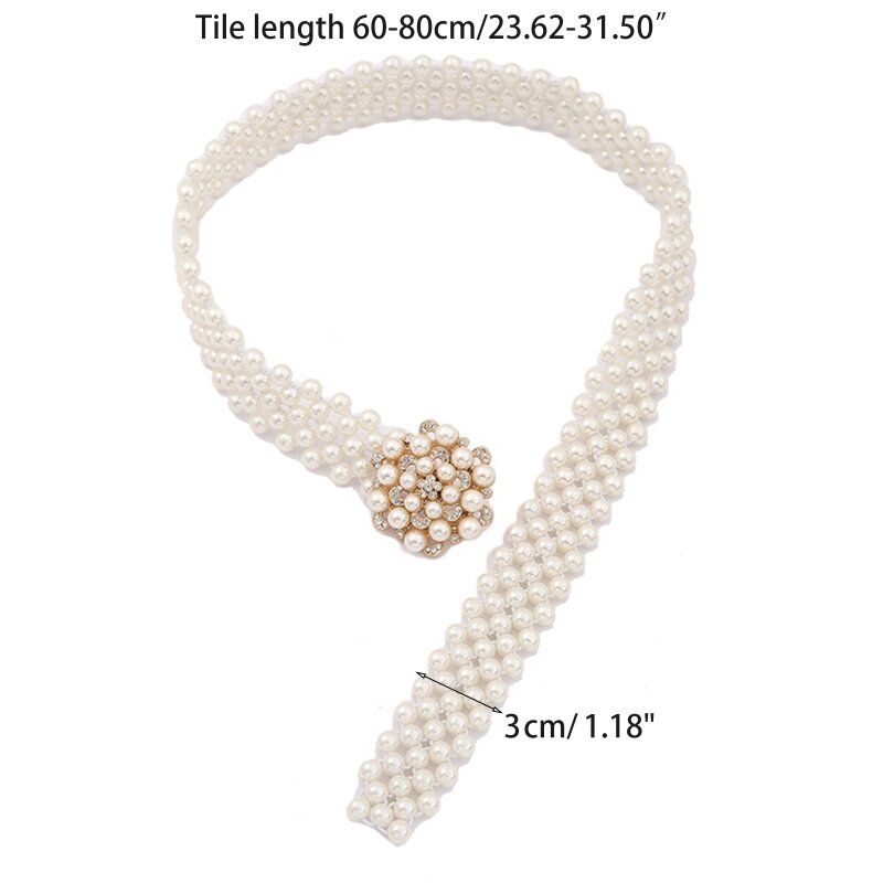 Modischer Kettengürtel für Damen, eleganter langer Perlengürtel, dünner Kleid-Taillengürtel