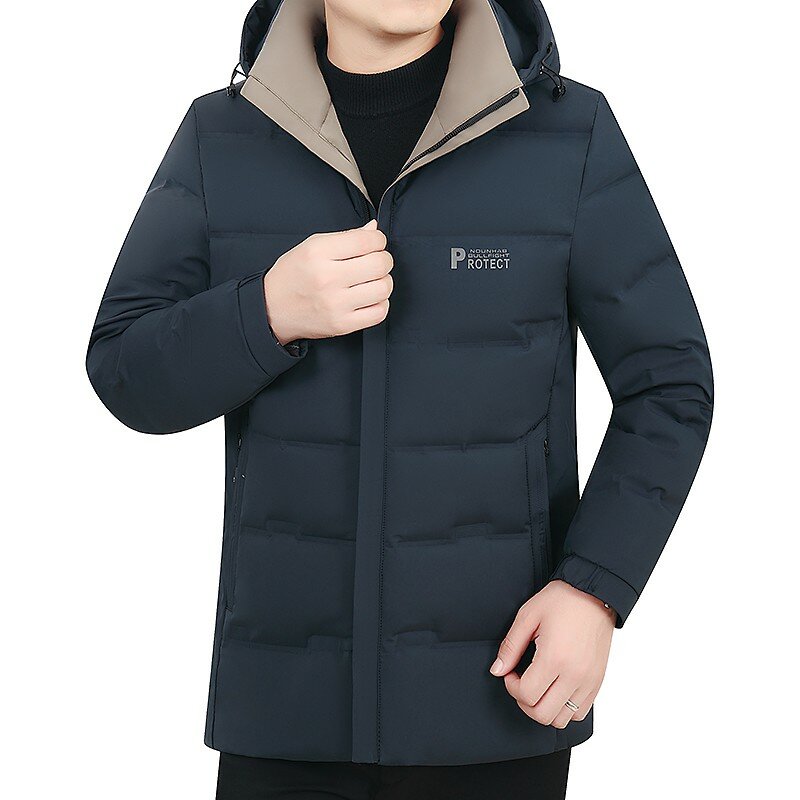 Men's Hooded White Duck Down Jacket Warm Thick Puffer Jacket Coat Male Casual High Quality Overcoat Thermal Winter Parka Men