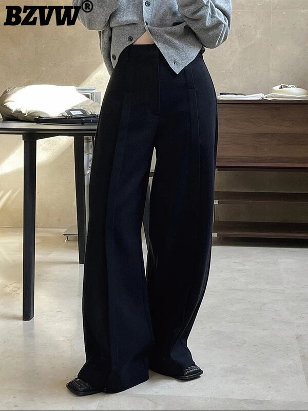 BZVW-Calças femininas com cintura alta e pernas largas, versão coreana, reta, calças soltas, senhora do escritório, novo, primavera, 2022, 2DA3827