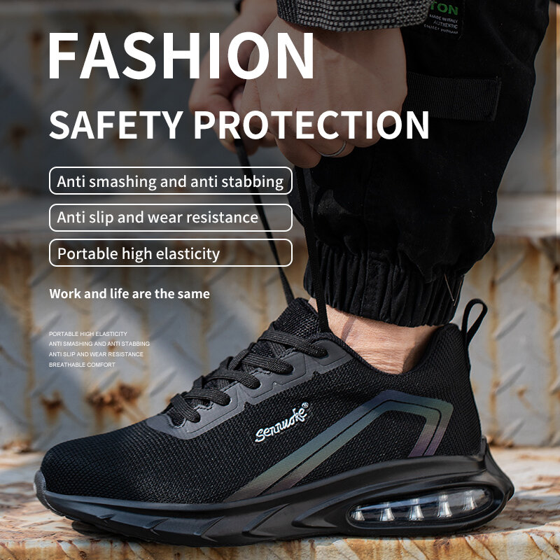 Safety Shoes Men Work Shoes Lightweight Soft Steel Toes  Sneakers Free Shipping Industrial Safety Tennis Steel Toe Cap