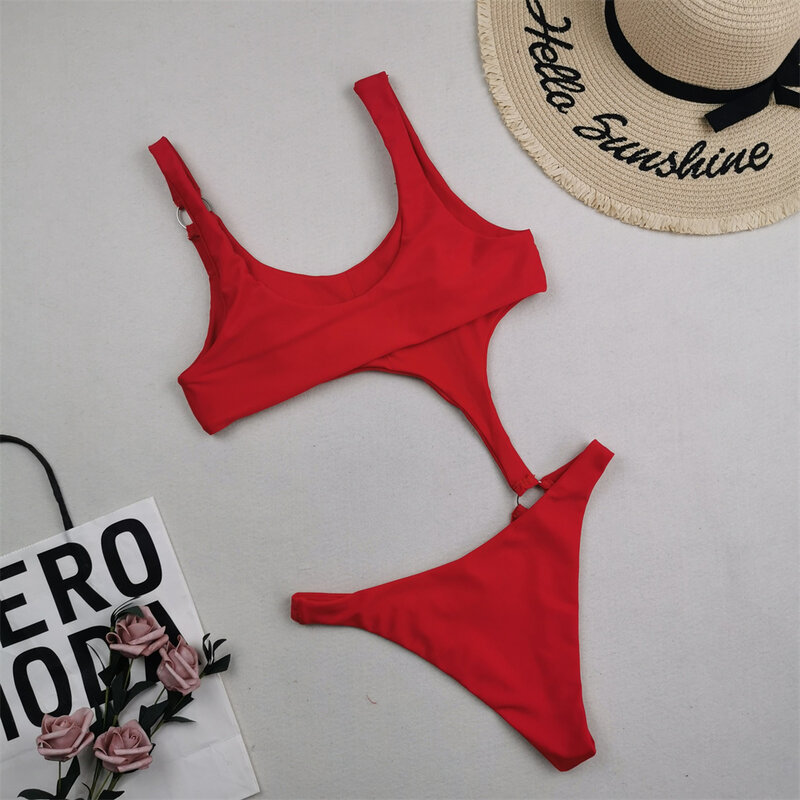 Sexy Bikini Sets Badpak Ringen Bandage Monokini Vrouwen Eendelig Badkleding Uitgehold Braziliaanse Strand Badpakken Bikini Mujer