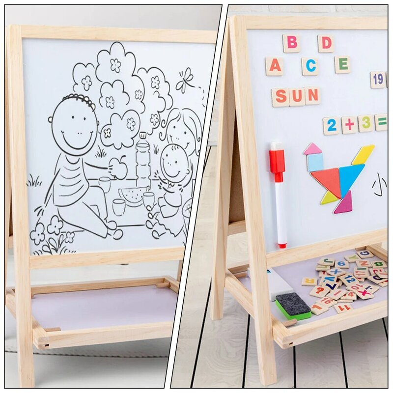 Opvouwbaar Dubbelzijdig Bericht Magnetisch Schoolbord Kids Painting Bloem Speelgoed Kinderen Houten Speelgoed Ezel Schrijven