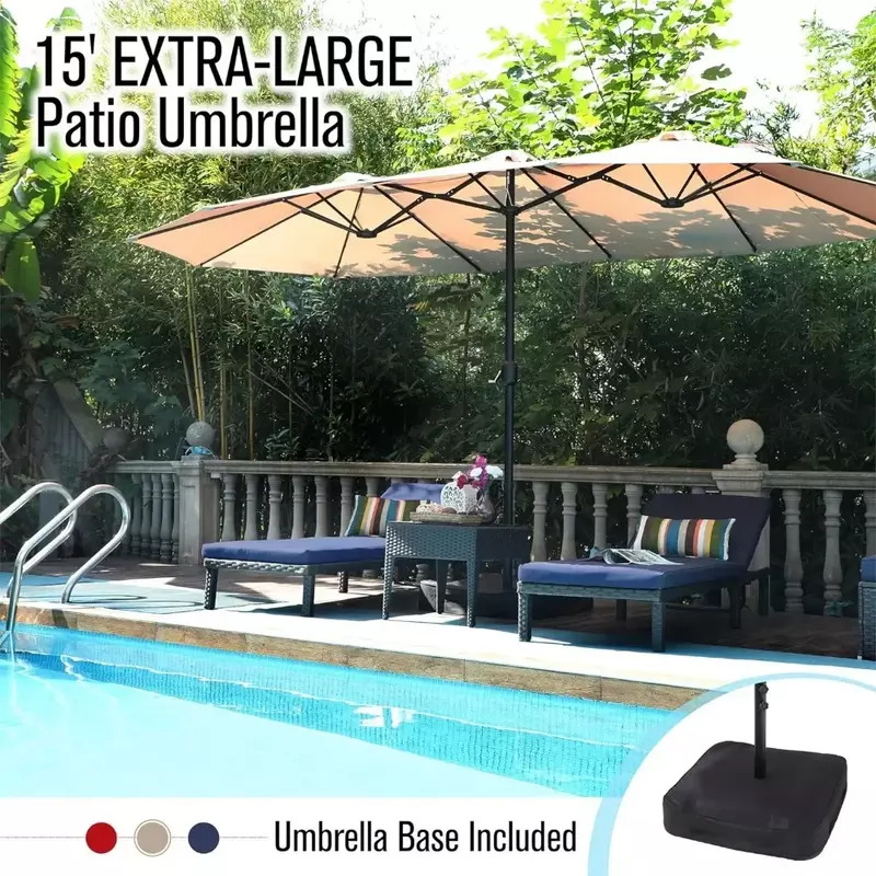 Parasol ogrodowy, duże parasole ogrodowe 15 stóp z podstawą, dwustronne parasole ogrodowe, parasol ogrodowy