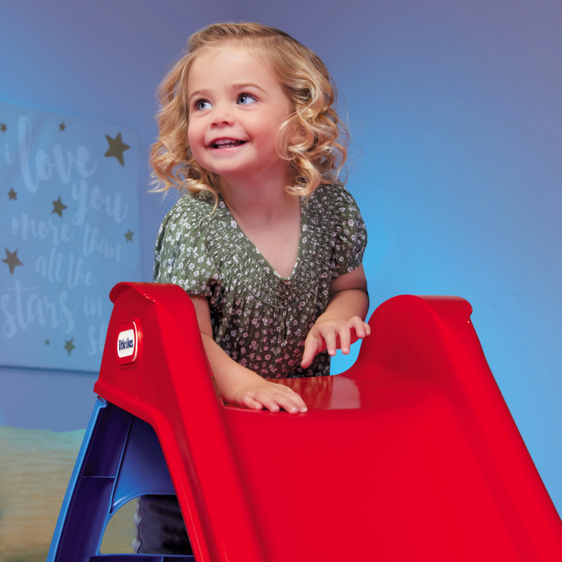 Light-up First Slide Indoor Outdoor Playground Slide con pieghevole per una facile conservazione, rosso e blu