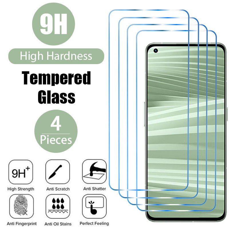 4PCS Gehärtetem Glas für Realme GT 2 Pro 8 7 9 Pro 8i 9i Screen Protector für Realme GT neo 2 3 2T Q3S Q3 C21Y C25S C25Y Glas