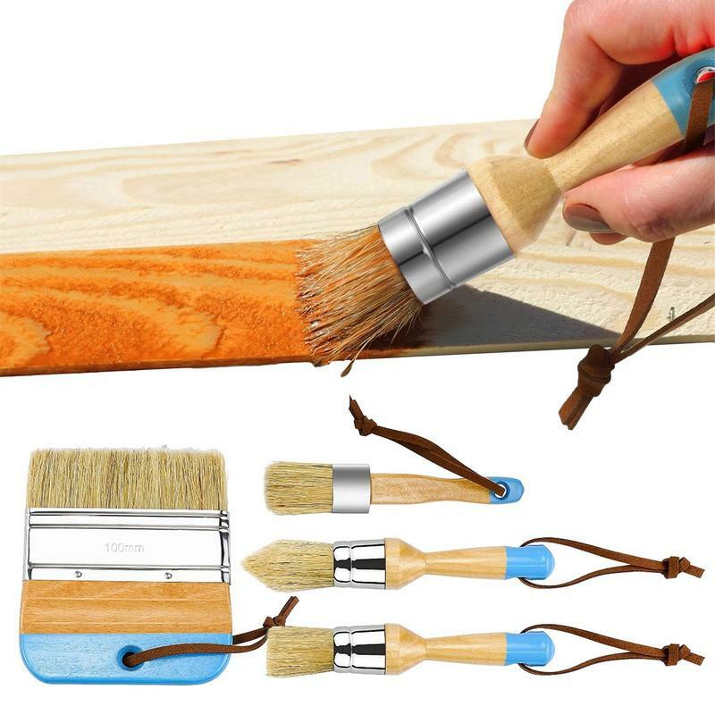 4pcs Chalk Paint Brush Set No Linting Or Shedding Multi-Purpose Furniture Painting And Waxing Brushes DIY Projects Painting Tool