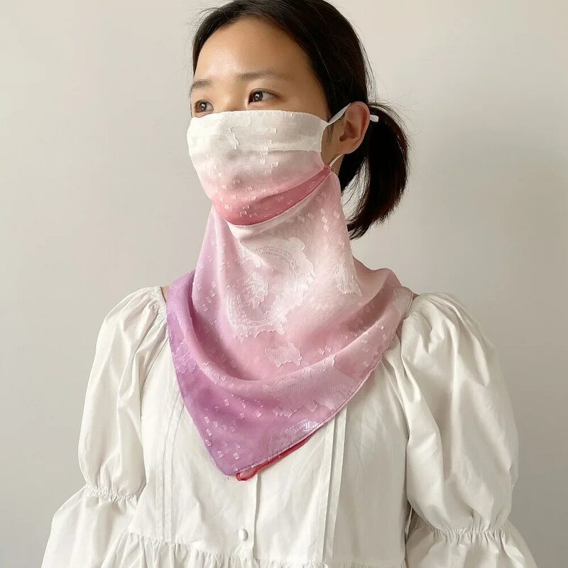 Bufanda de gasa para la cara, pañuelo transpirable y sedoso para cubrir la cara, suave, con diseño de cuello Halter