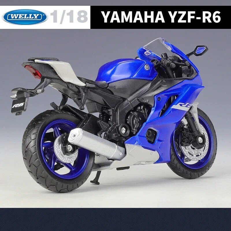 Welly 1:12 Yamaha YZF-R6 합금 레이싱 오토바이 모델 시뮬레이션, 다이캐스트 금속 스트리트 오토바이 모델 컬렉션, 어린이 선물