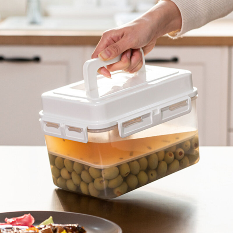 4/5L Household Pressure Sealed Pickle Jar Food Grade PP Kitchen Detachable Pickle Crisper Large Capacity Food Storage Box