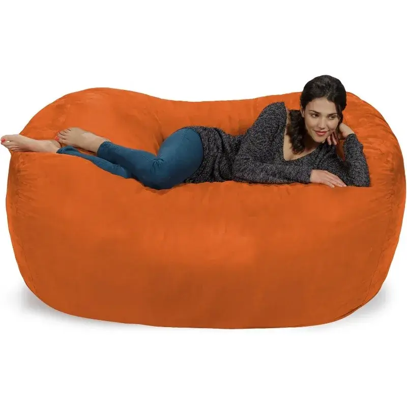 Chill Sack-Grand sac de meubles en mousse à mémoire de forme, grand canapé avec housse en microcarence souple, chaise pouf orange, 6'