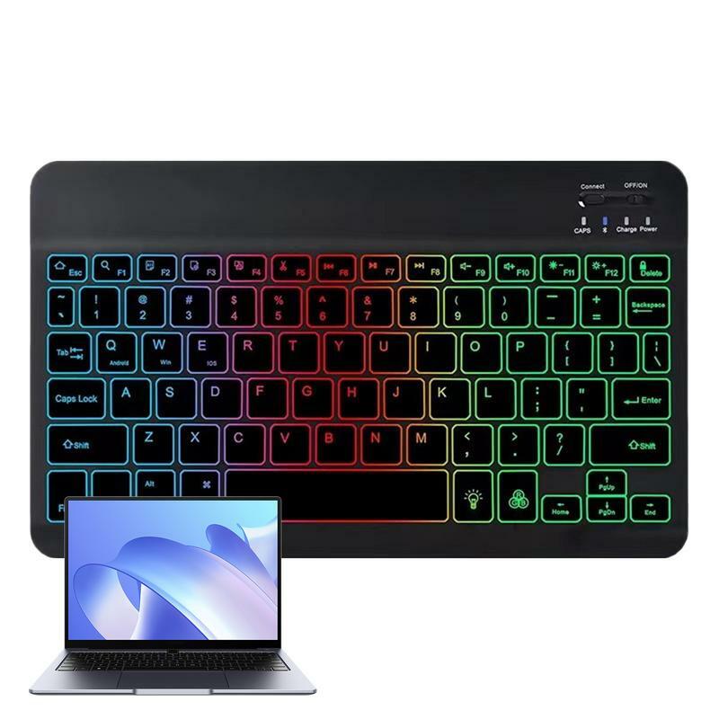 Tablet Teclado Portátil Iluminado, Ultra-Fino, Colorido, Multi-Dispositivos, PC, Tablet, Computador, 10"