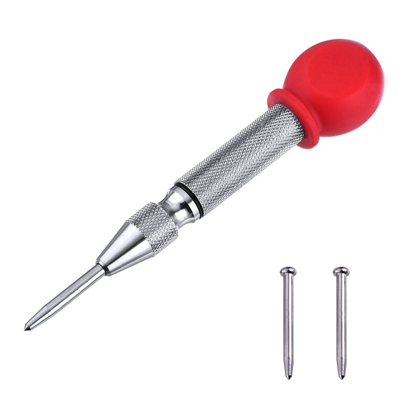 5 Inch Center Hole Punch Marker Scriber Window Puncher Breaker Tool With Cushion Cap And Impact, 4 Pieces Tip Included