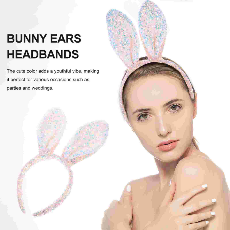 Bando telinga kelinci bando Paskah payet bando telinga kelinci aksesori rambut Pesta