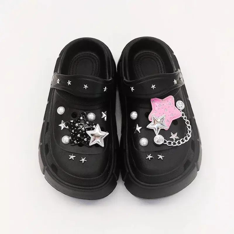 Summer Perforated Shoe Upper Sweet Cool Five Pointed Star Stickers Detachable Cartoon Shoe Decorations on The Buckle Decoration